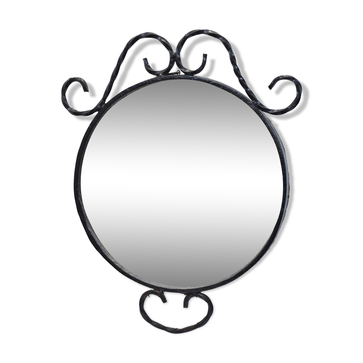 Artisanal vintage wrought iron mirror