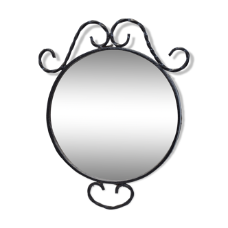 Artisanal vintage wrought iron mirror