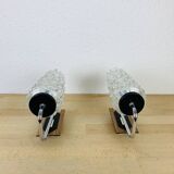 Pair of 1950s wall lights with etched glass tulips.