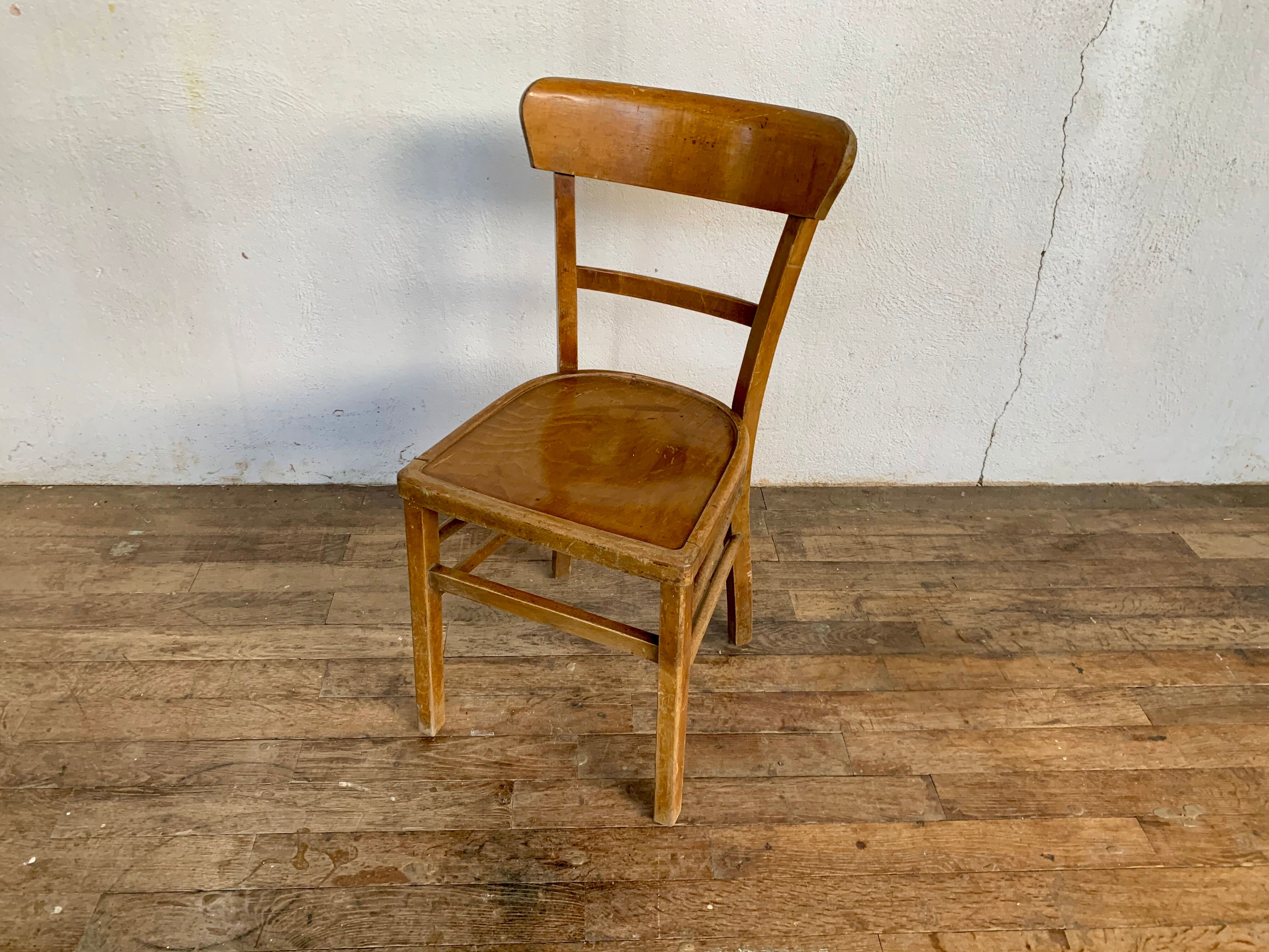 Series Lot of 8 chairs bistro Luterma in light wood Year 1950