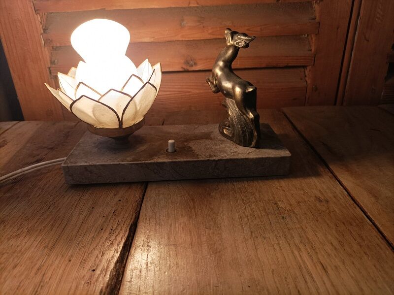 Bedside lamp with marble base