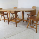 Finnish Pine Scandinavian Pirtti table and chairs dining set, 1960s