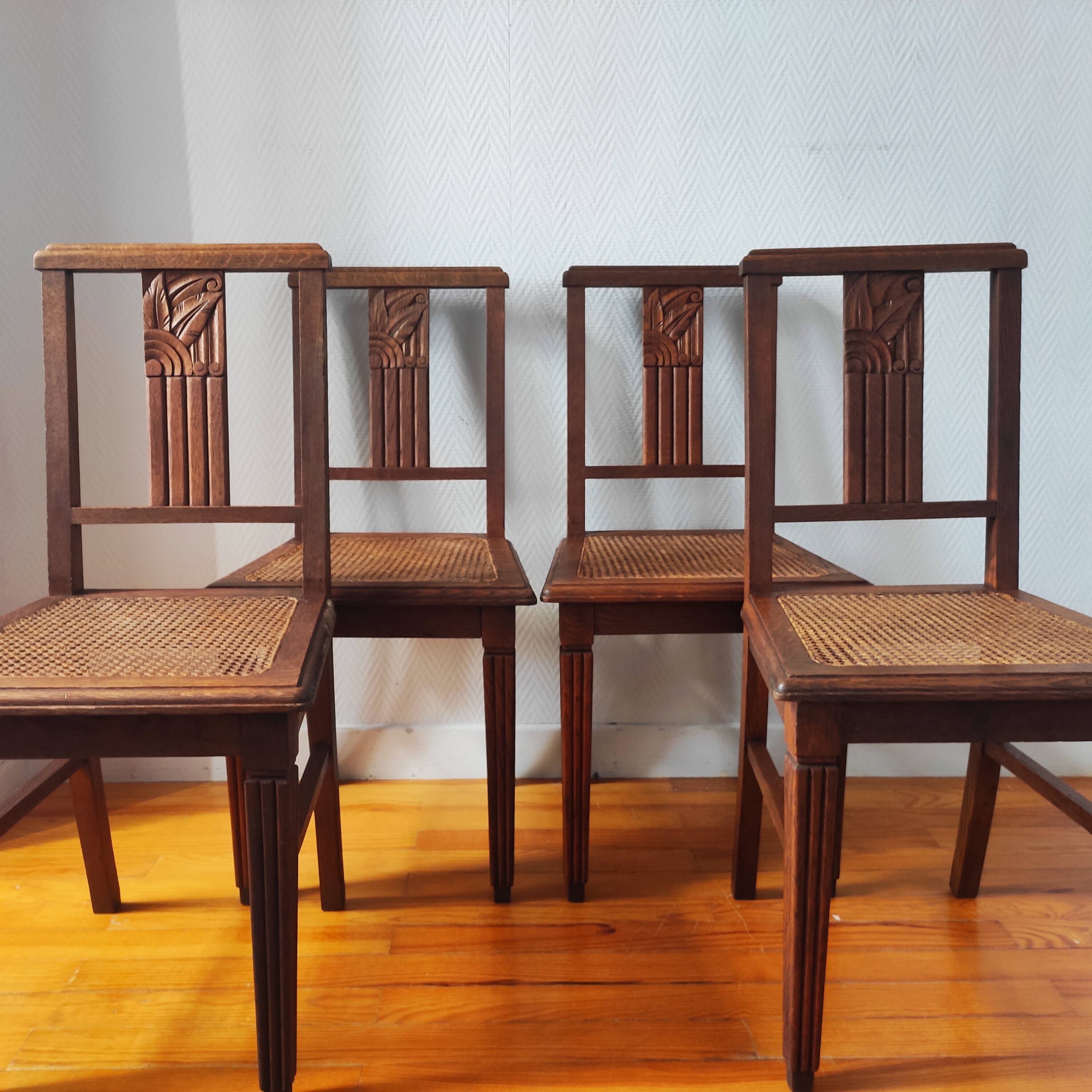 Art Deco chairs in new caned oak