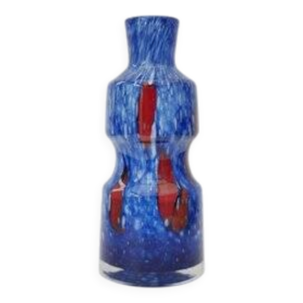 Blue Glass Art Vase attributed to Frantisek Koudelka for Prachen Glass Work