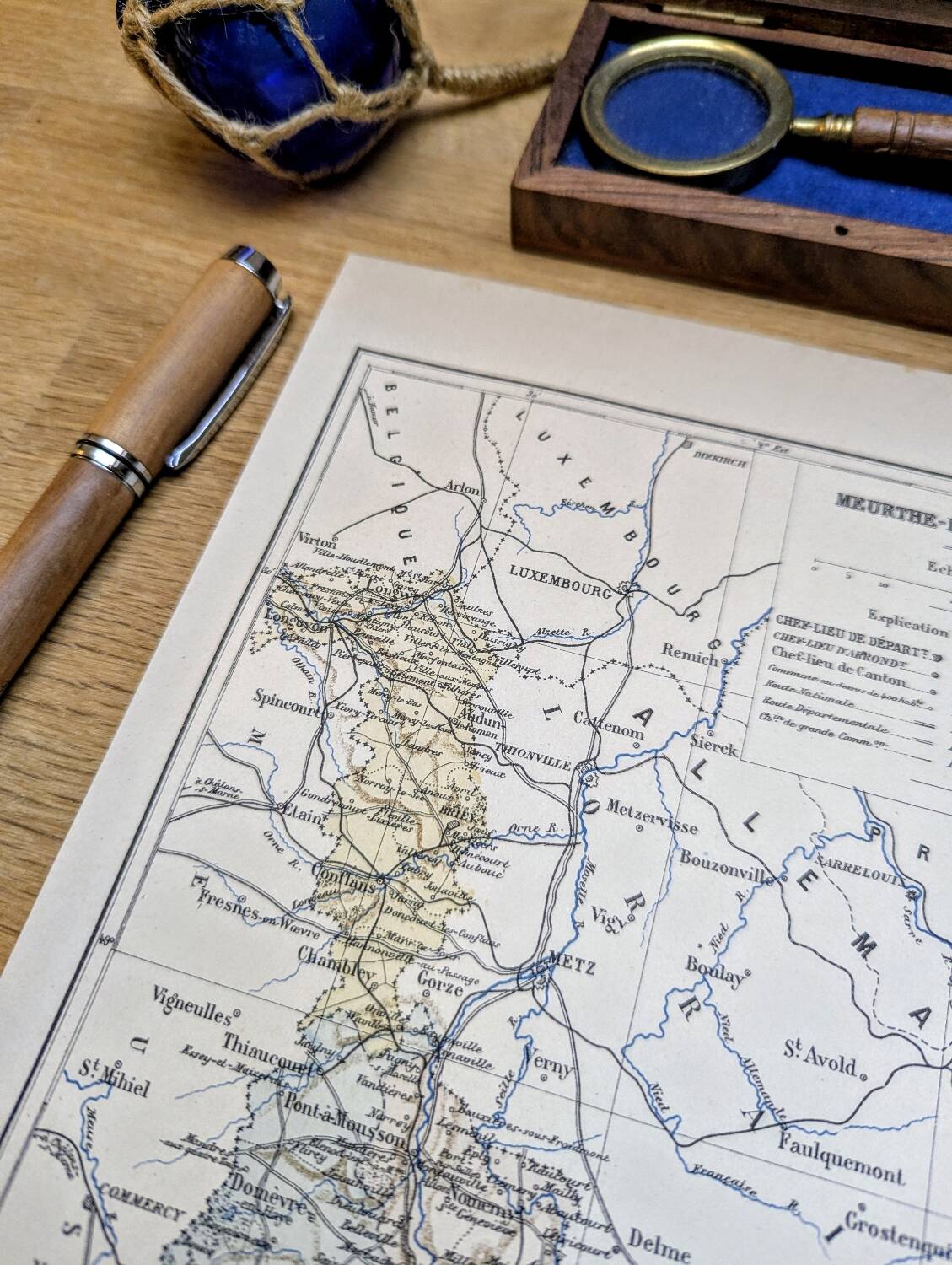 Printed in 1889, Meurthe-et-Moselle, old map.