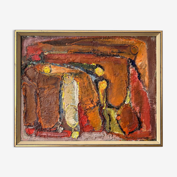 Mid 20th Century "Evoke" Swedish Abstract Oil Painting, Framed