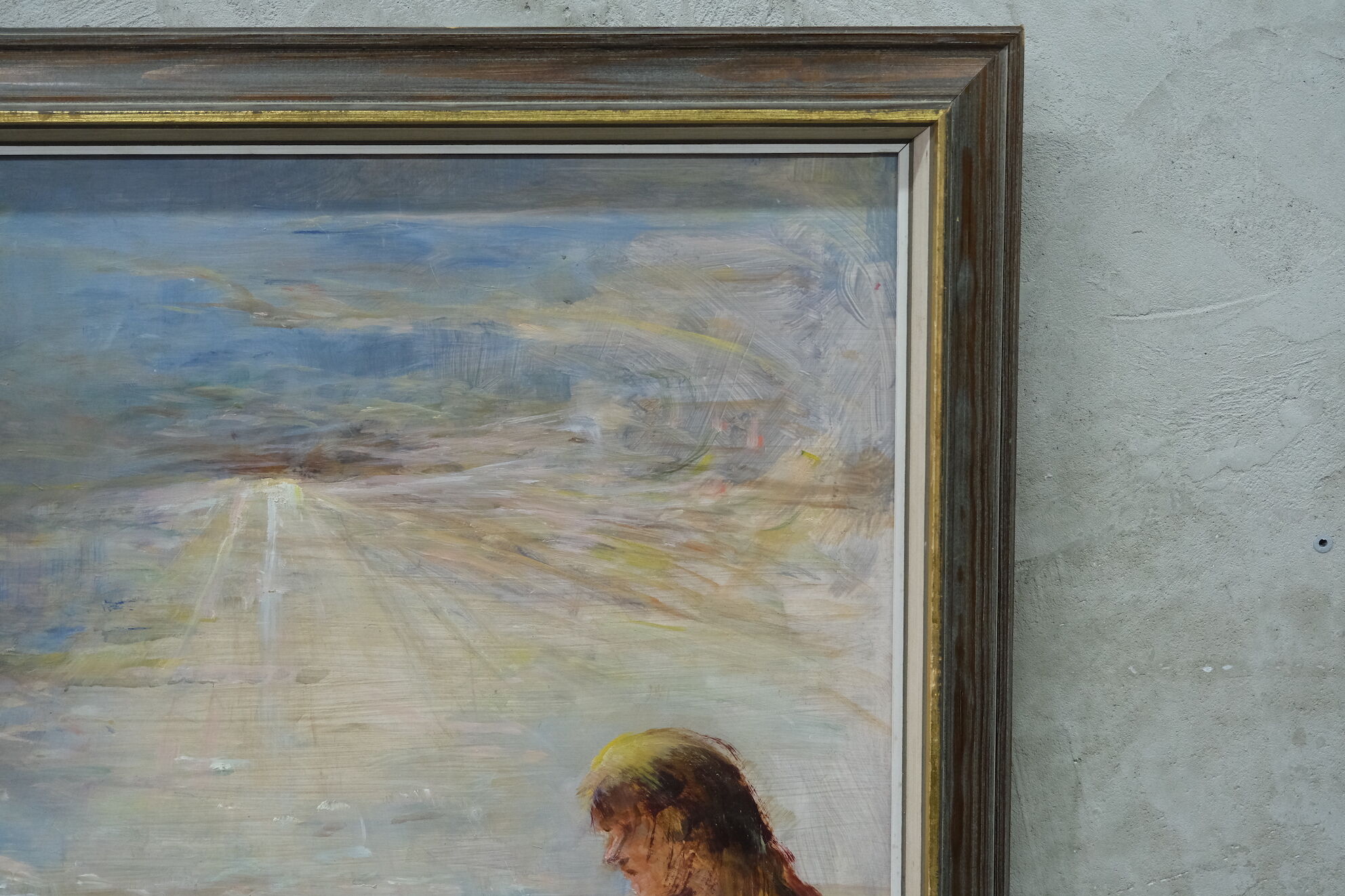 Modernist oil on panel, signed, framed, 1970
