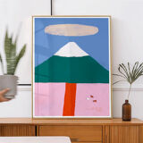 Affiche murale montagne Mont Fuji avec des chevaux 30cm*40cm