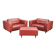 Wittmann Oversized Red Leather Lounge Armchairs and Ottoman, Austria