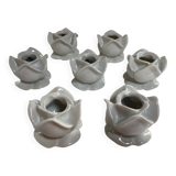 White porcelain rose shaped candle holders
