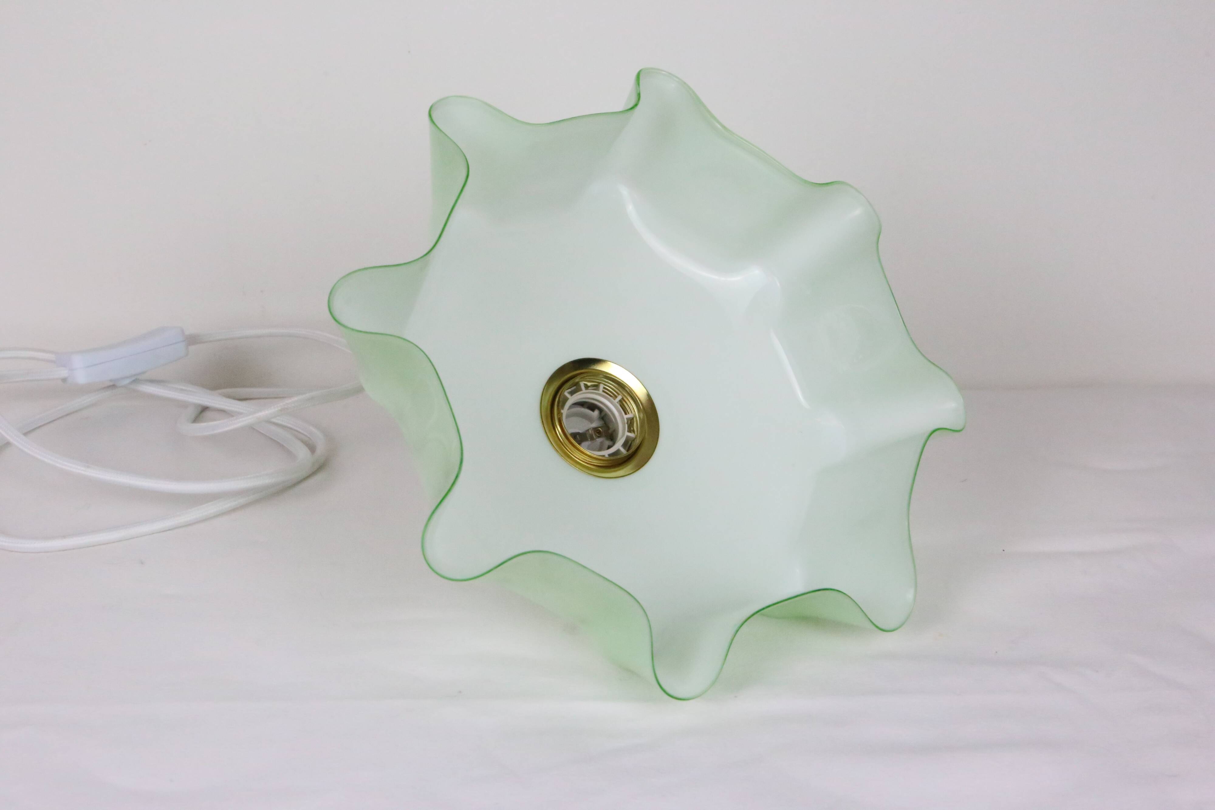 Mint green glass pendant lamp, vintage