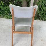 Scandinavian office chair in solid wood and gray skai leather