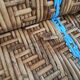 Armchair Sunbathing in wicker rattan wood lounger blue features