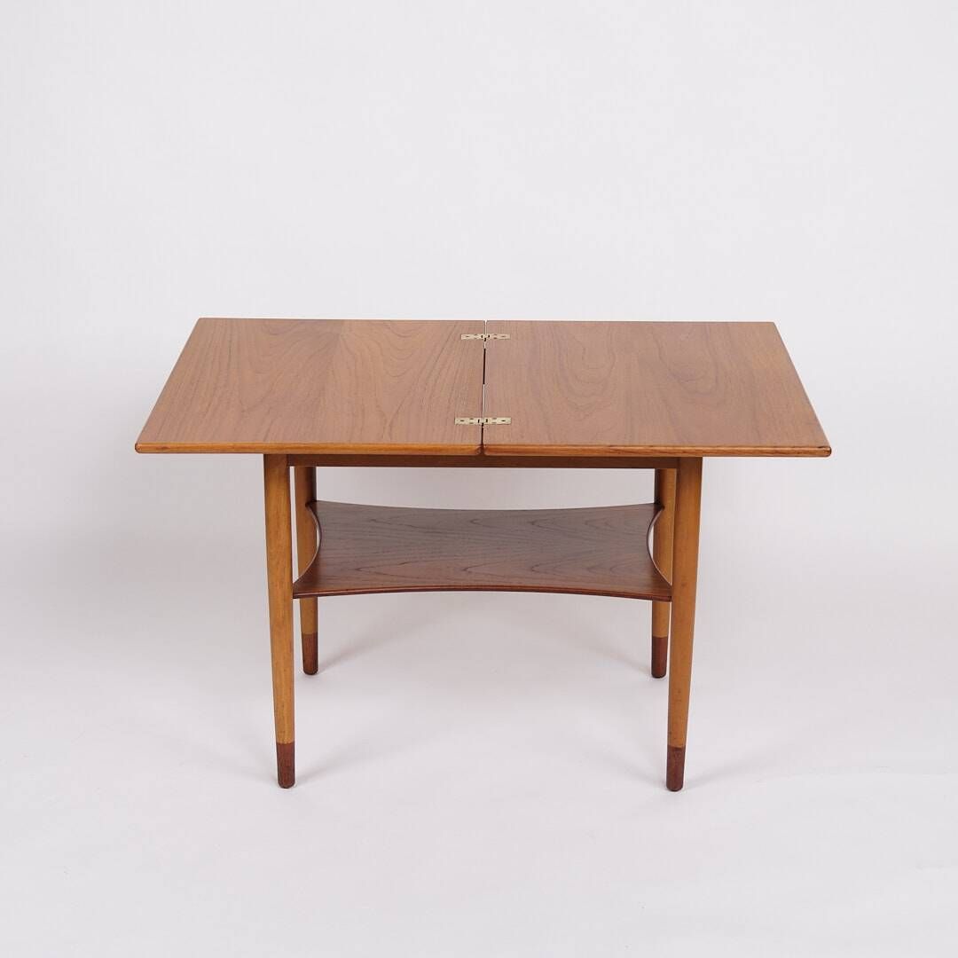 Folding table - Teak & Beech - Brass fittings - Børge Mogensen - Søborg Furniture Factory - 1950s