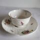Antique Cup and Saucer in Porcelain with Hand-Painted Floral Decoration