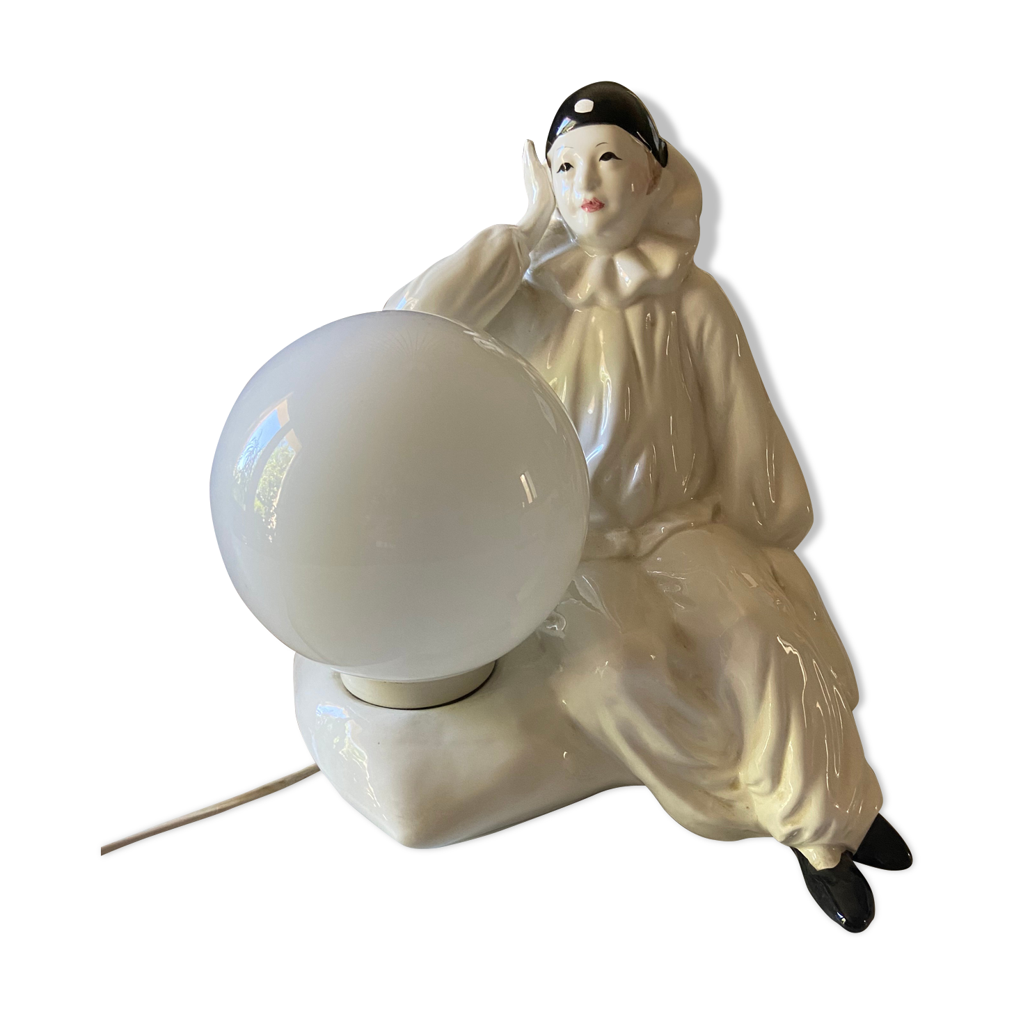 Vintage Pierrot ceramic lamp