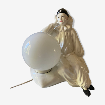 Vintage Pierrot ceramic lamp