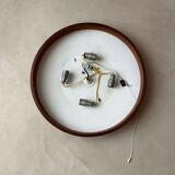 Rare Round Illuminated Teak Mirror from the 1960s