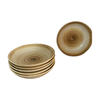 Lot of 6 hollow plates in sandstone, longfield earthenware