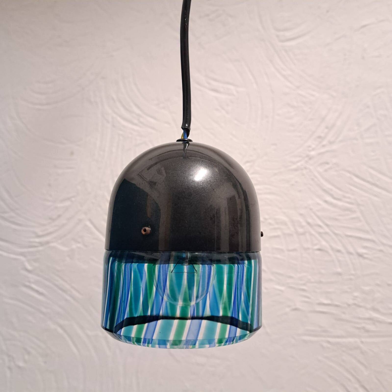 Suspension lamp, 1980s, glass with alternating rods