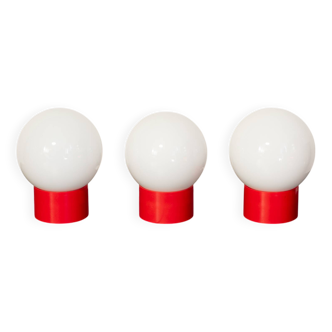 Trio of 70s globe lamps