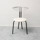 Set of 6 vintage chairs in chromed metal and white fabric, 1980s modernism