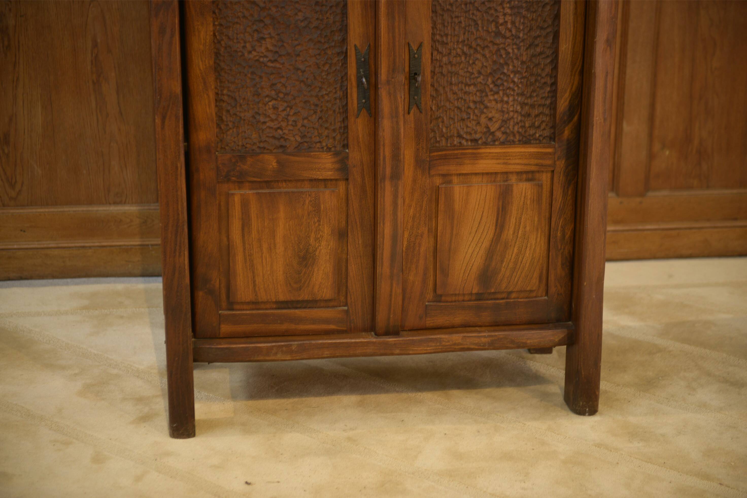 Brutalist Aranjou wardrobe in elm 1960s