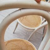 Lot of three Vintage ecru natural cane bistro chairs