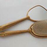 Vintage handheld mirror and hairbrush vanity set