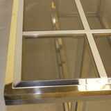 Dining table in chrome-plated steel and brass by Romeo Rega circa 1970