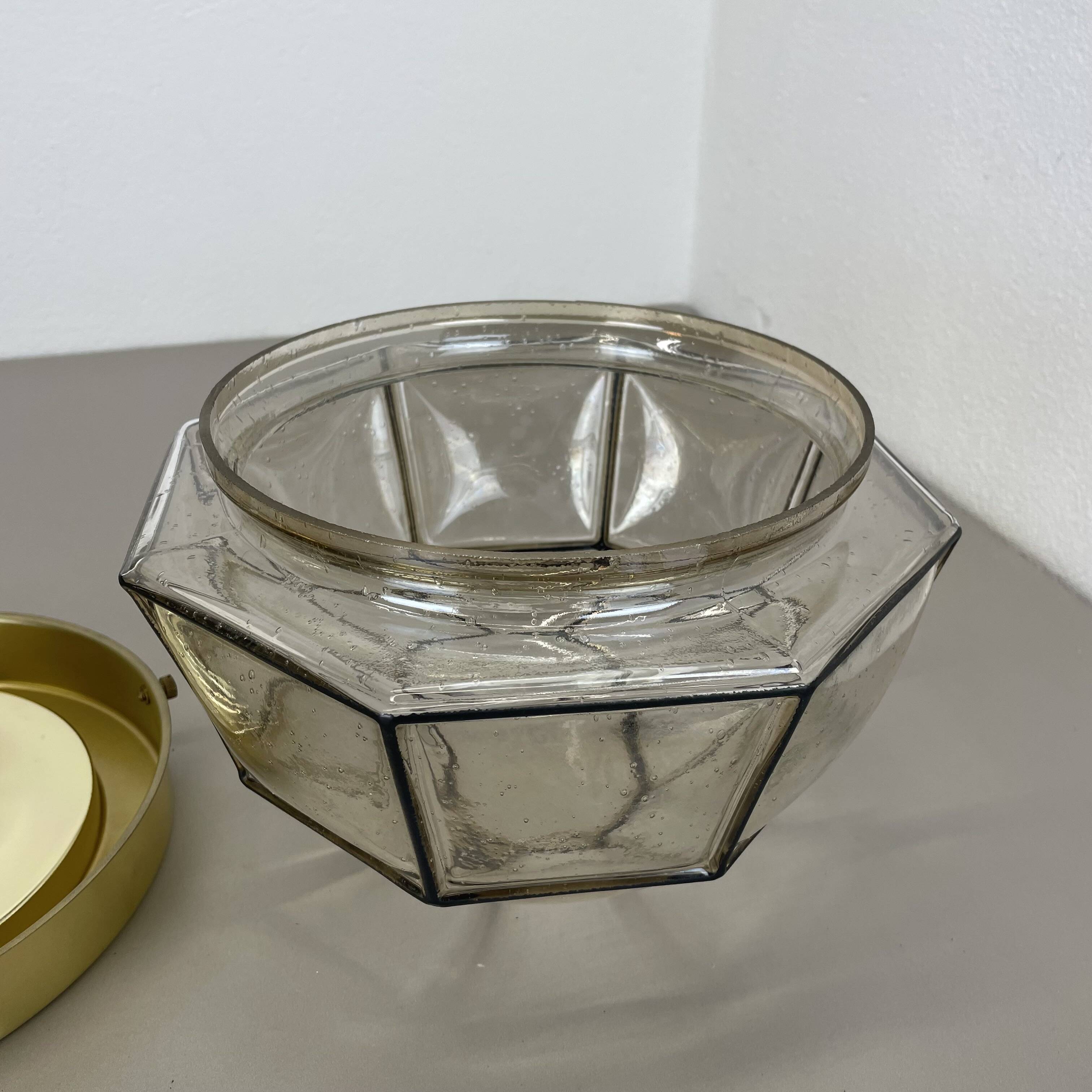 Ceiling Light "Iron Rings" made of Brass and Glass by Glashütte Limburg, Germany, 1970s