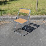 Folding chair in cane and chromed steel Vintage