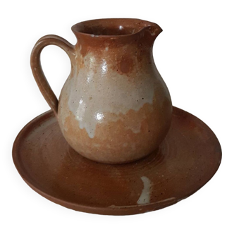 Stoneware pitcher and dish 1980