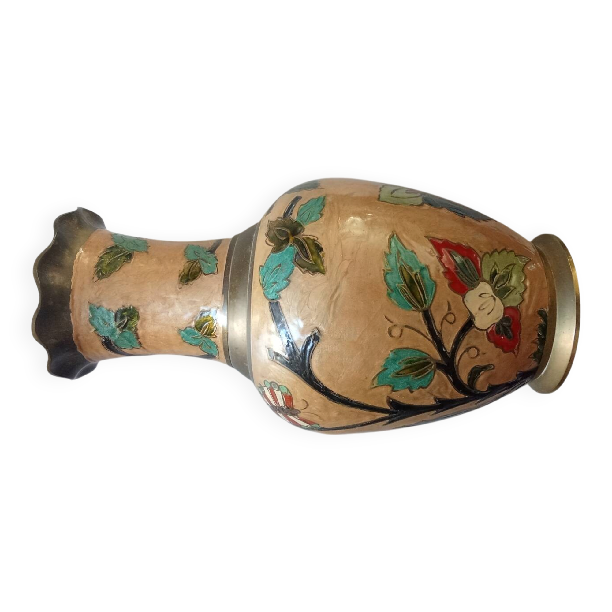 Vase en laiton émaillé
