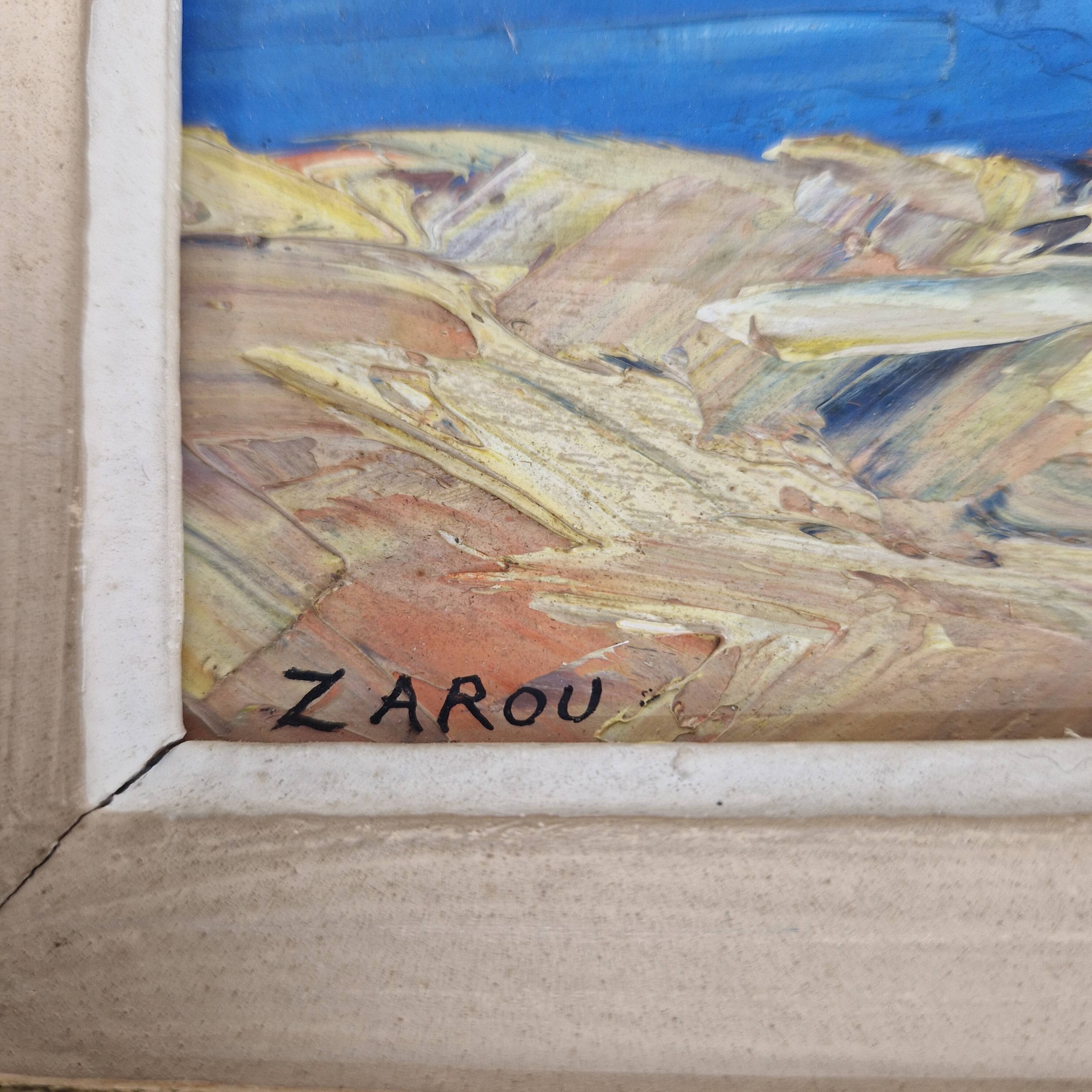 Oil on panel by Gerard Cardella known as ZAROU, painting signed by the artist.