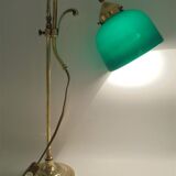 Green and brass opaline lamp