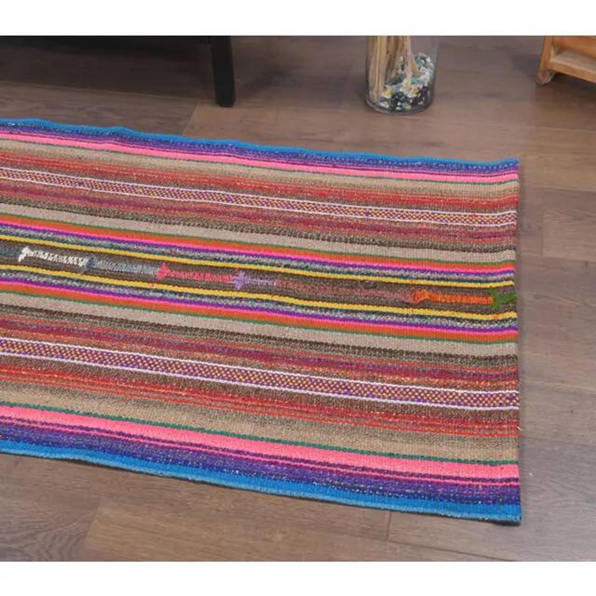 Vintage Turkish Hand-Knotted Wool Cotton Beige Kilim Runner Rug 76x198