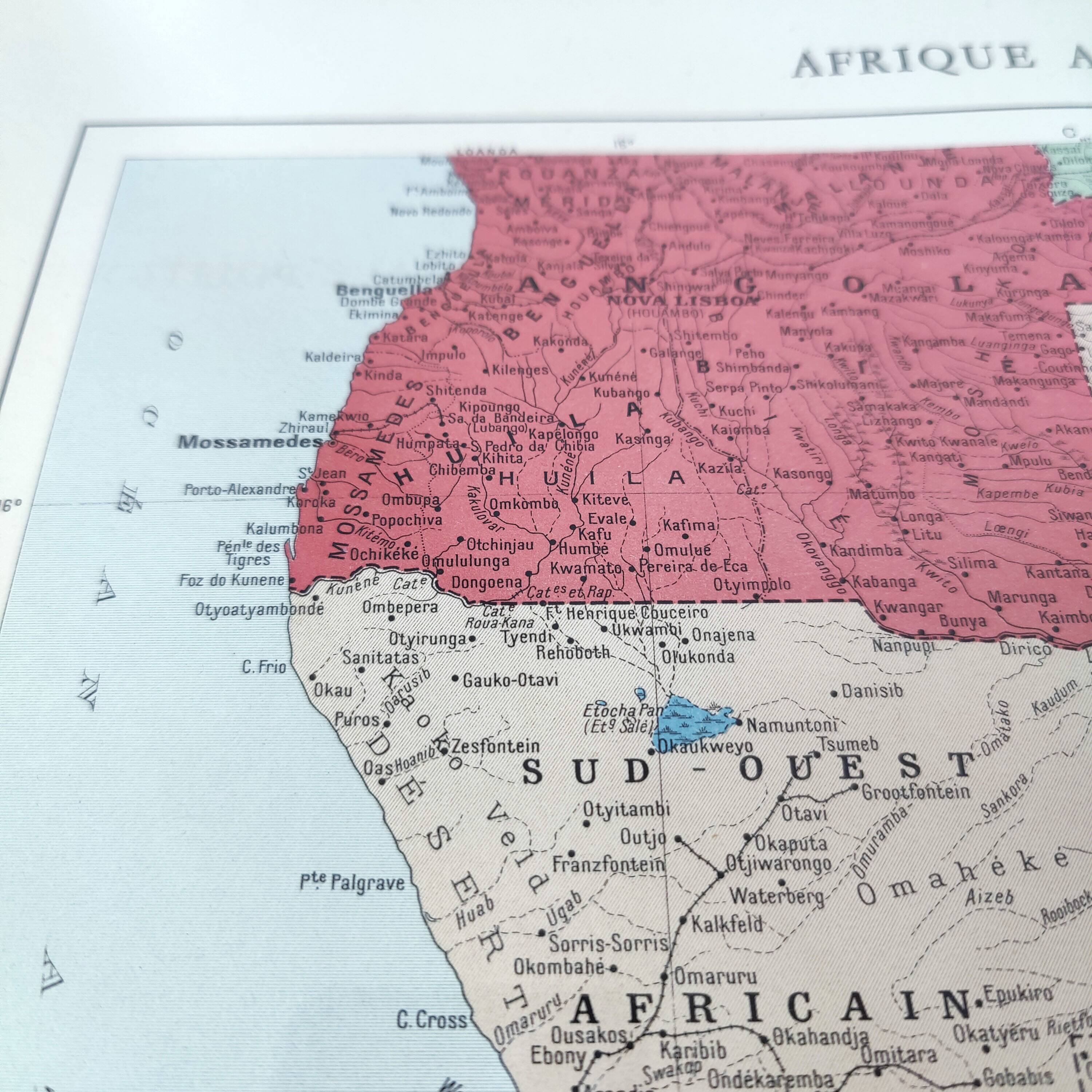 Vintage map of South Africa 38x43cm from 1950