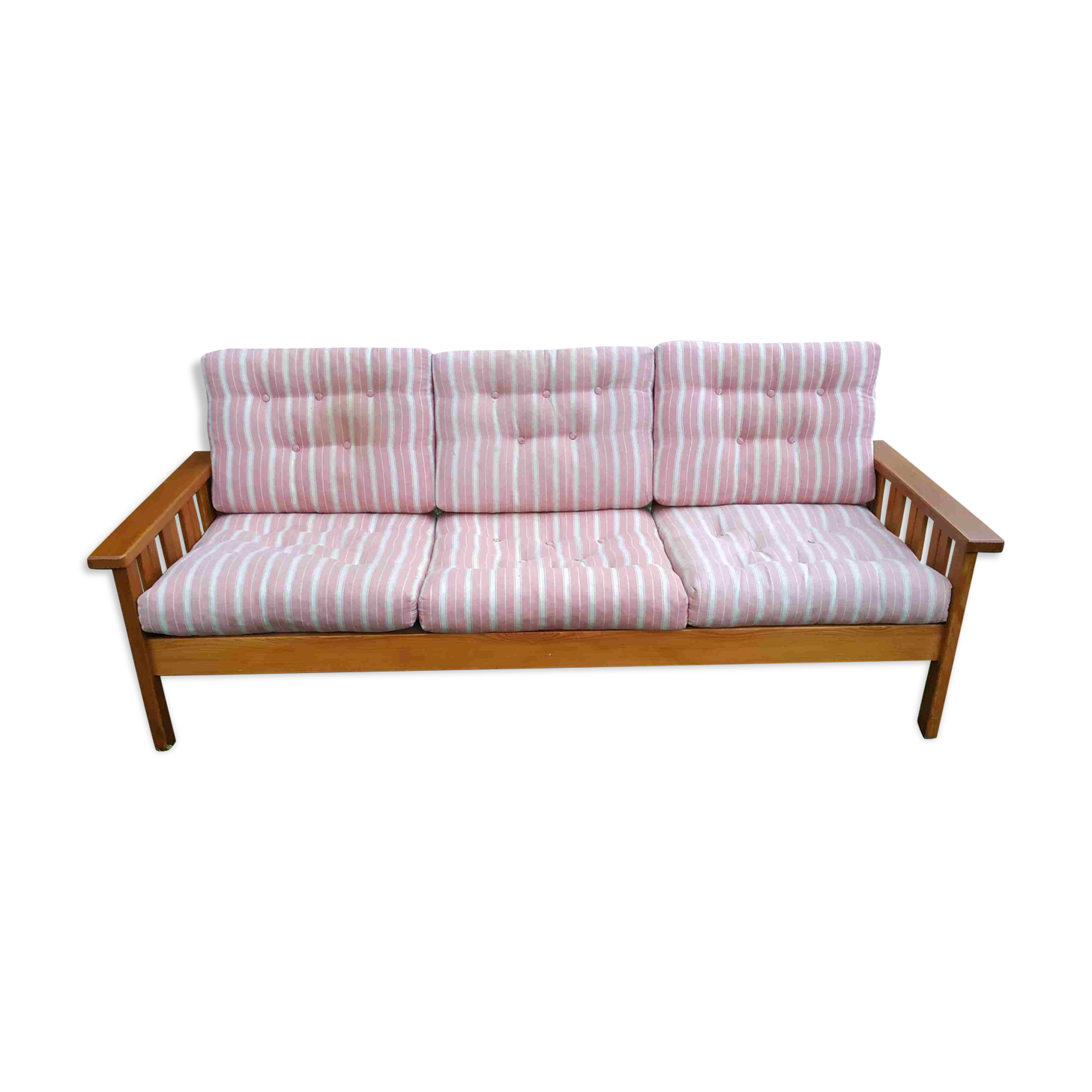 Pine sofa 3 places seventies