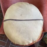 Vintage Berber leather pouf