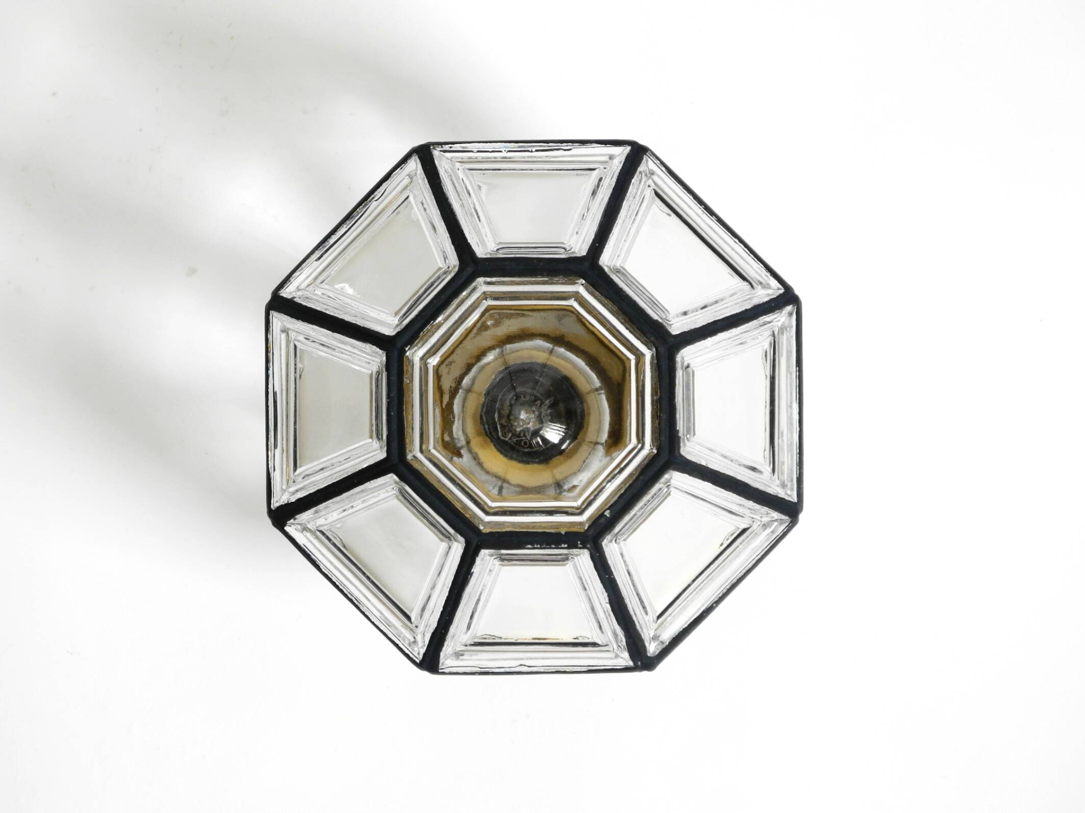 Beautiful 1970s Limburg glass ceiling lamp in octagon shape