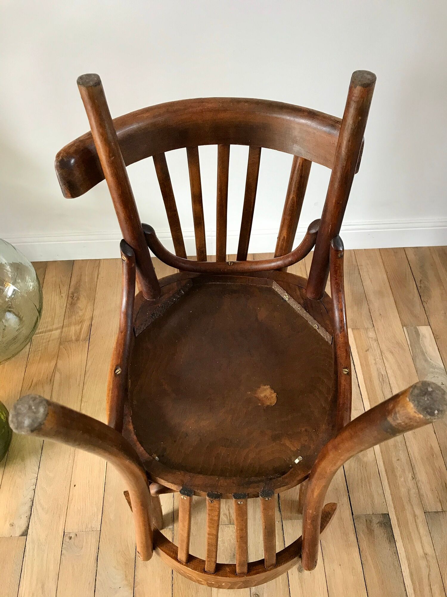 Pair of Baumann curved wood bistro chairs early twentieth century