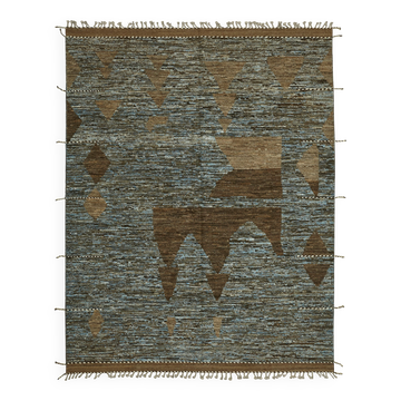 Tapis contemporain turc en laine marron fait à la main, 286 cm x 380 cm