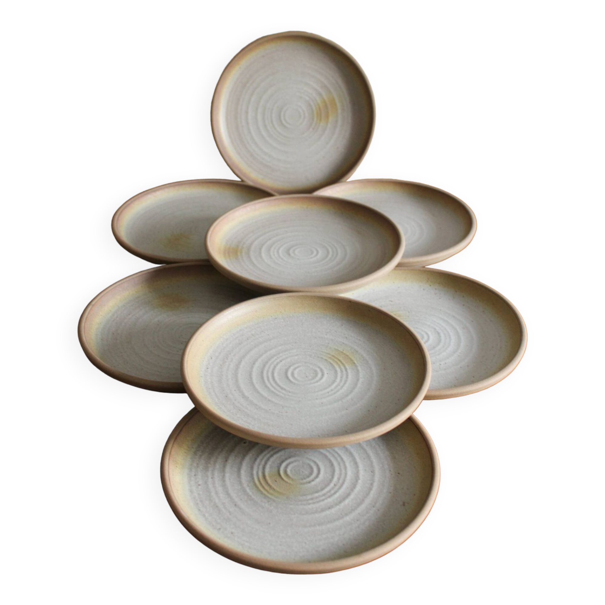 Lot de 8 assiettes à dessert en grès
