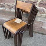 Set of 6 industrial school chairs vintage school communities