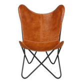 Chaise papillon en cuir fabriquée à la main, sièges de salon modernes