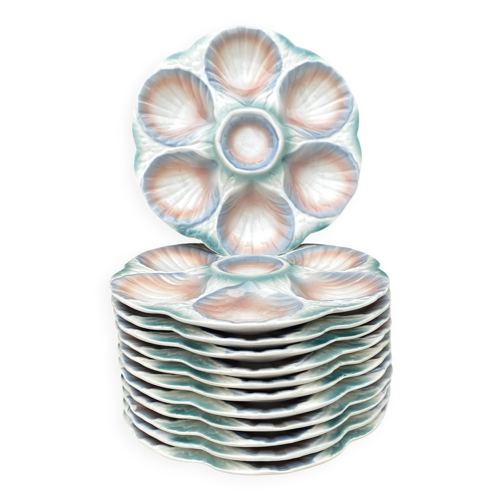 Barbotine oyster plates Digoin