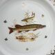 Set 12 plates porcelain gold fine fish fern limousine de Chastagner