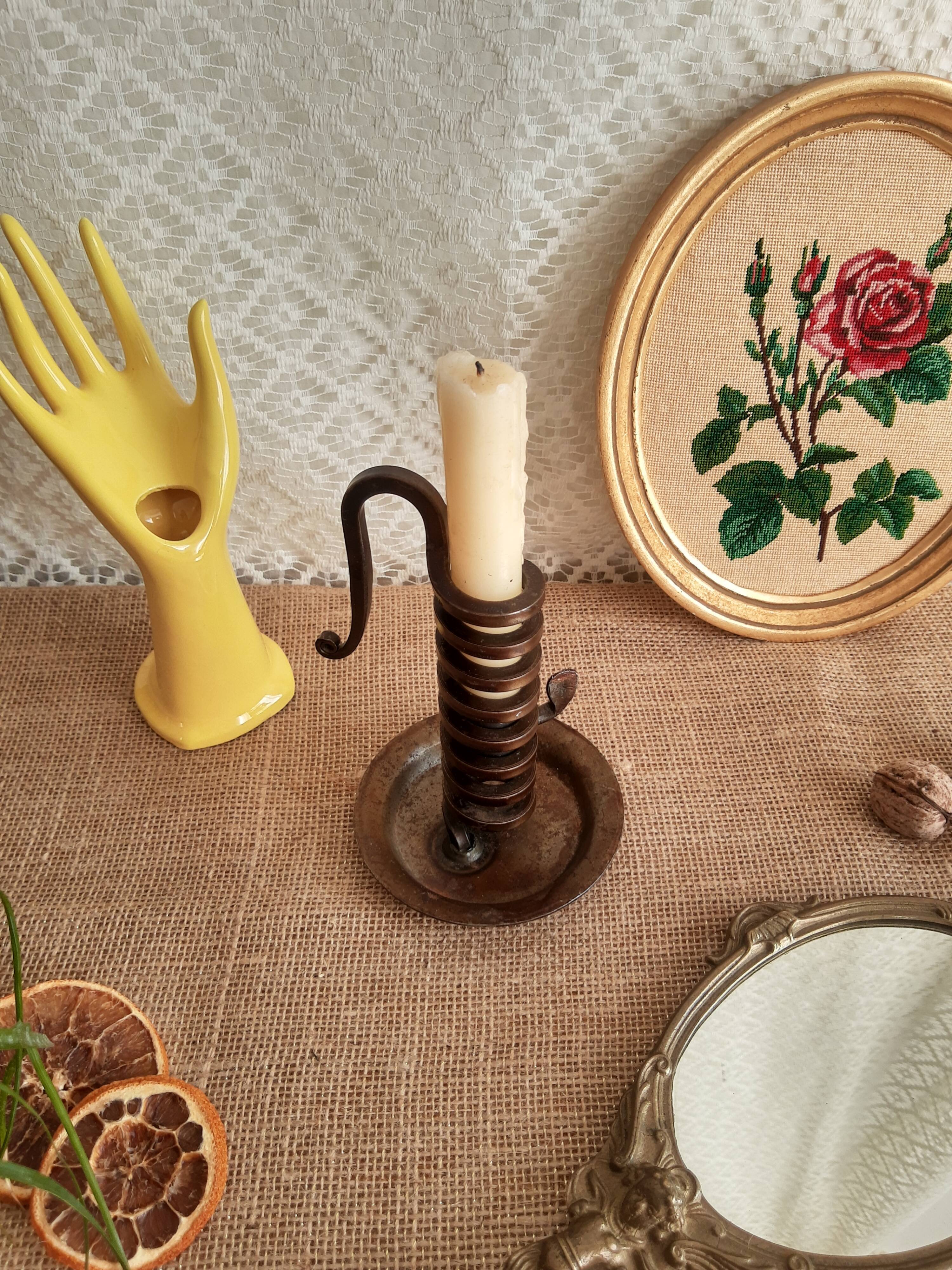 Spiral cellar rat candle holder - vintage