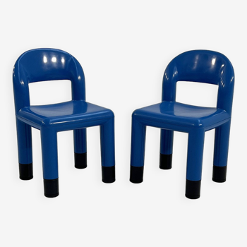 Pair of blue children's chairs by Omsi, 2000